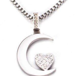 Mond Herz Executive Premium Quadratkette mit Swarovski Crystals # 2331